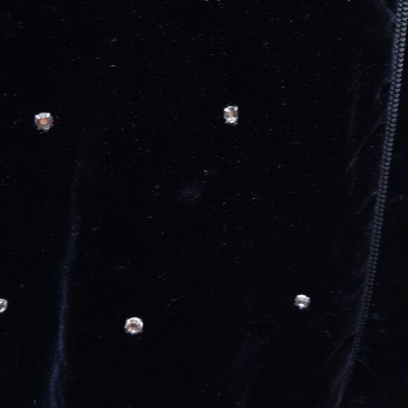 Vintage 80s Velvet Bomber Jacket Rhinestone Embellished Zip Front Velour Bling - Picture 12 of 16